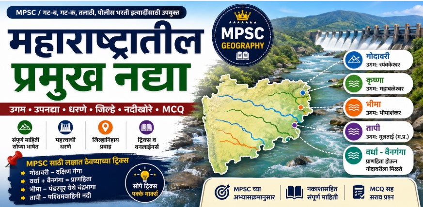 जाणून घेऊया चला – महाराष्ट्रातील प्रमुख नद्या | उगम, उपनद्या, धरणे | MPSC Notes